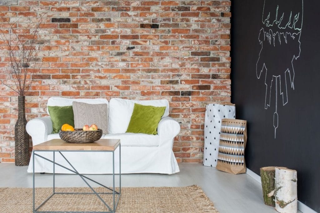 Brick walls with white sofa