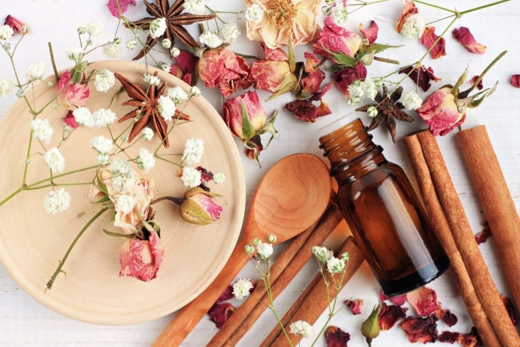 Essential oils with roses